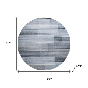 HomeRoots 8' X 10' Denim Blue & Ivory Striped Washable Area Rug - Stain Resistant, UV Protected & Stylish Design 717246