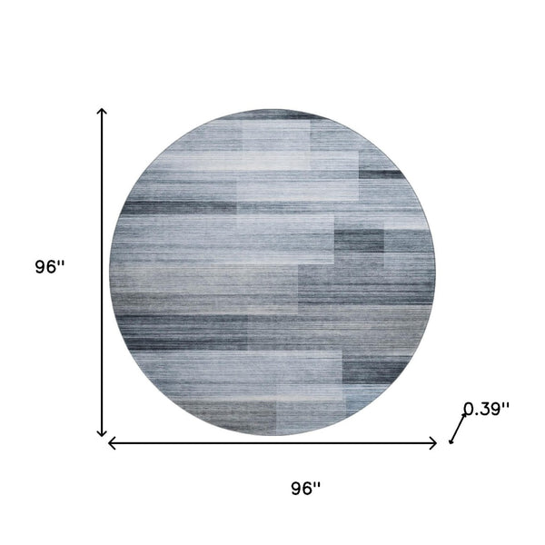 HomeRoots 8' X 10' Denim Blue & Ivory Striped Washable Area Rug - Stain Resistant, UV Protected & Stylish Design 717246