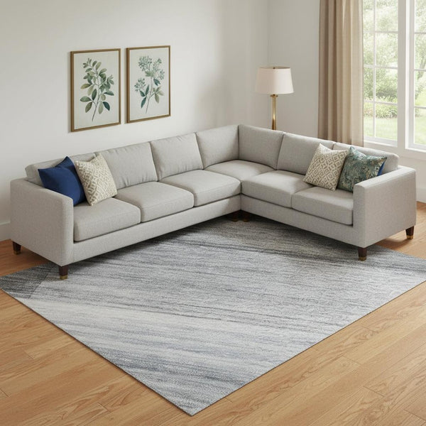 HomeRoots 10' Denim Blue and Ivory Striped Washable Area Rug - Durable, UV-Protected, Ideal for Busy Homes! 717248