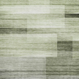 HomeRoots 5' X 8' Green and Ivory Striped Area Rug - Washable, UV Protected, Durable for Homes with Kids & Pets 717250