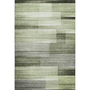 HomeRoots 8' Green And Ivory Striped Washable Round Rug – Durable UV-Protected Design for Homes with Kids & Pets 717251