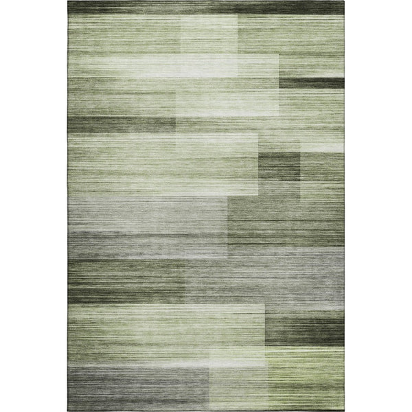 HomeRoots 8' Green And Ivory Striped Washable Round Rug – Durable UV-Protected Design for Homes with Kids & Pets 717251