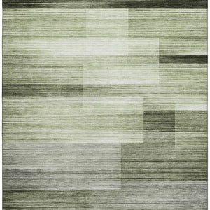 HomeRoots 8' Green And Ivory Striped Washable Round Rug – Durable UV-Protected Design for Homes with Kids & Pets 717251