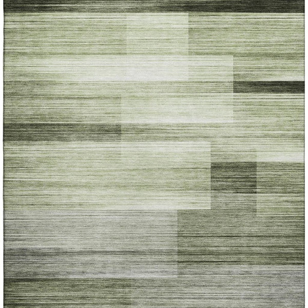 HomeRoots 8' Green And Ivory Striped Washable Round Rug – Durable UV-Protected Design for Homes with Kids & Pets 717251