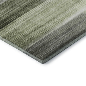 HomeRoots 8' Green And Ivory Striped Washable Round Rug – Durable UV-Protected Design for Homes with Kids & Pets 717251