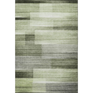 HomeRoots 8' Green And Ivory Striped Washable Round Rug – Durable UV-Protected Design for Homes with Kids & Pets 717251