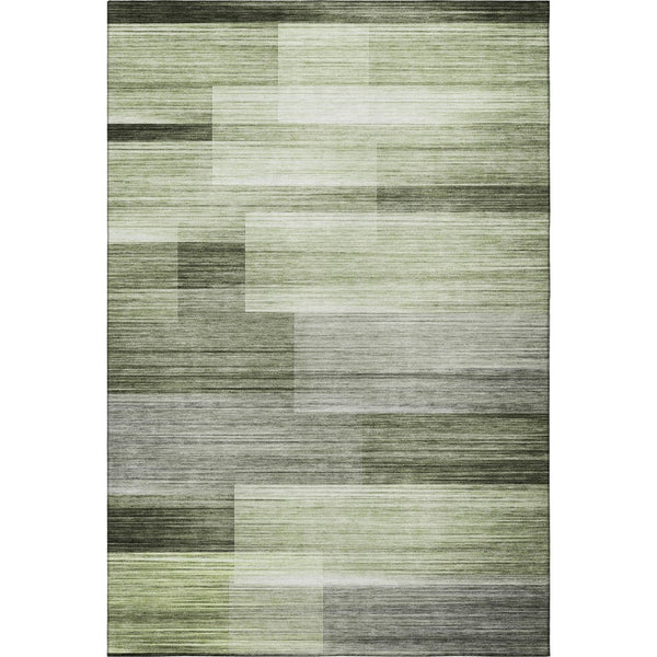 HomeRoots 8' Green And Ivory Striped Washable Round Rug – Durable UV-Protected Design for Homes with Kids & Pets 717251
