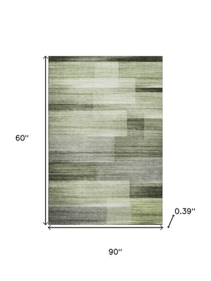HomeRoots 8' Green And Ivory Striped Washable Round Rug – Durable UV-Protected Design for Homes with Kids & Pets 717251