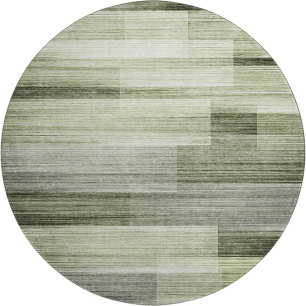 HomeRoots 8' X 10' Green And Ivory Striped Washable Area Rug - Durable, Stain Resistant, UV Protected, Family Friendly 717252