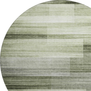 HomeRoots 8' X 10' Green And Ivory Striped Washable Area Rug - Durable, Stain Resistant, UV Protected, Family Friendly 717252