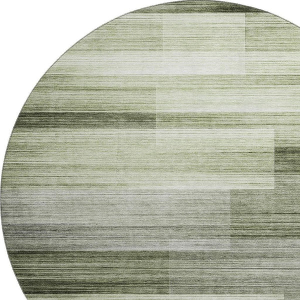 HomeRoots 8' X 10' Green And Ivory Striped Washable Area Rug - Durable, Stain Resistant, UV Protected, Family Friendly 717252