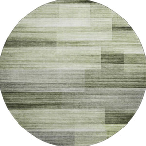 HomeRoots 8' X 10' Green And Ivory Striped Washable Area Rug - Durable, Stain Resistant, UV Protected, Family Friendly 717252