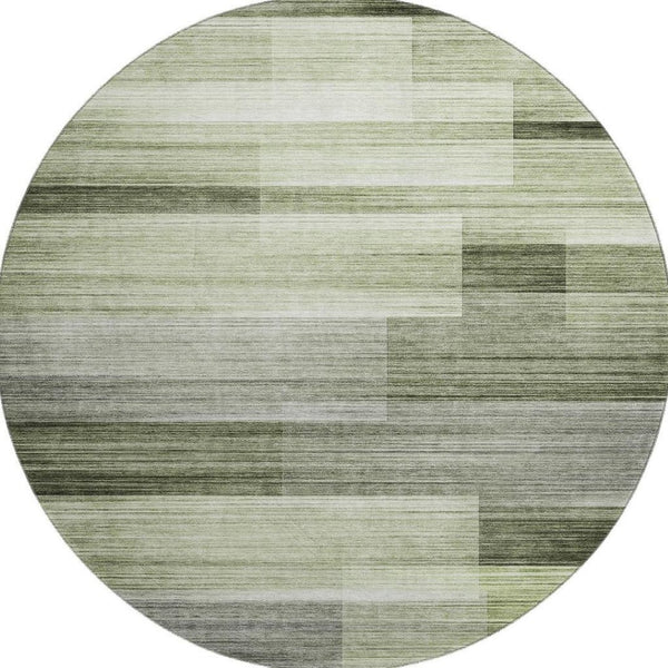 HomeRoots 8' X 10' Green And Ivory Striped Washable Area Rug - Durable, Stain Resistant, UV Protected, Family Friendly 717252