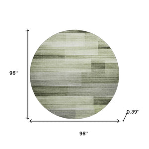 HomeRoots 8' X 10' Green And Ivory Striped Washable Area Rug - Durable, Stain Resistant, UV Protected, Family Friendly 717252