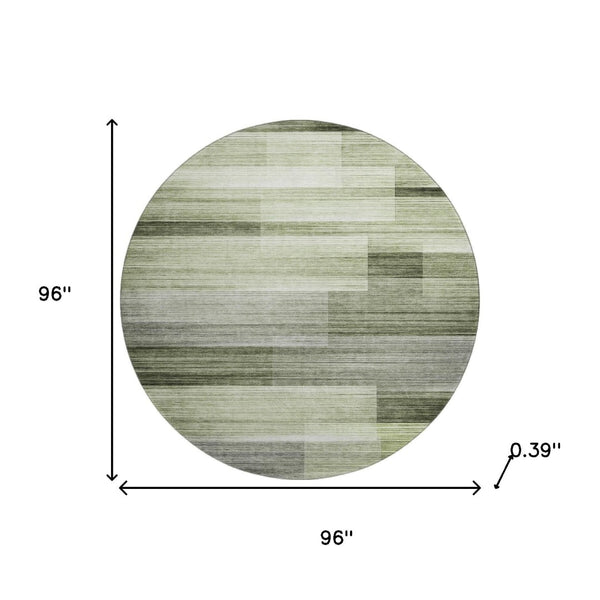 HomeRoots 8' X 10' Green And Ivory Striped Washable Area Rug - Durable, Stain Resistant, UV Protected, Family Friendly 717252