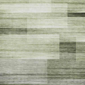 HomeRoots 9' X 12' Green And Ivory Striped Area Rug - UV Protected, Washable, Stain Resistant for Family Homes 717253