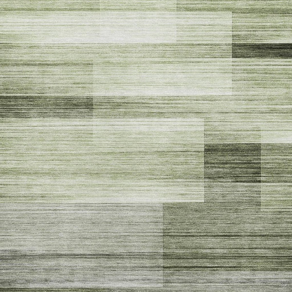 HomeRoots 9' X 12' Green And Ivory Striped Area Rug - UV Protected, Washable, Stain Resistant for Family Homes 717253