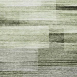 HomeRoots 10' Green and Ivory Striped Area Rug – Washable, UV Protected, Stain Resistant for Easy Care & Style 717254