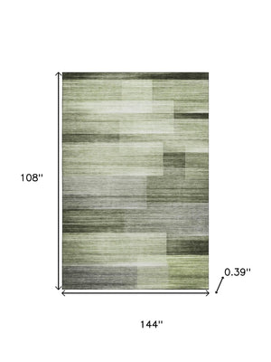 HomeRoots 10' Green and Ivory Striped Area Rug – Washable, UV Protected, Stain Resistant for Easy Care & Style 717254