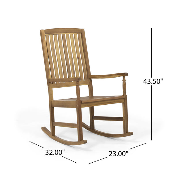 English Elm Christopher Knight Home® - Acacia Outdoor Porch Rocking Chair – Durable Acacia Hardwood, Rustic Slat Design, Smooth Rocking Motion Teak 65490.00