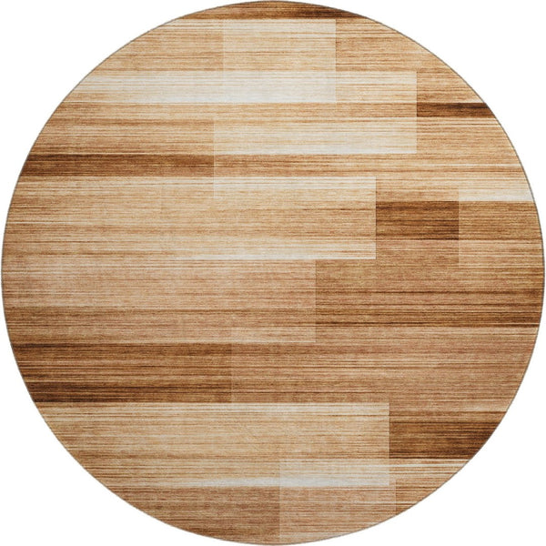 HomeRoots 8' X 10' Durable Rust and Ivory Striped Washable Area Rug with UV Protection for Active Homes 717258