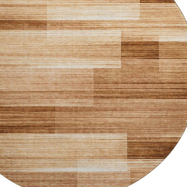 HomeRoots 8' X 10' Durable Rust and Ivory Striped Washable Area Rug with UV Protection for Active Homes 717258