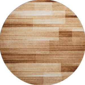 HomeRoots 8' X 10' Durable Rust and Ivory Striped Washable Area Rug with UV Protection for Active Homes 717258