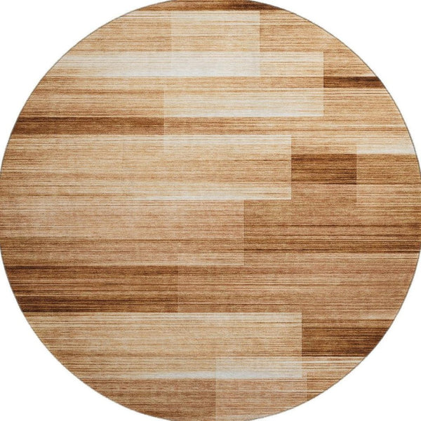 HomeRoots 8' X 10' Durable Rust and Ivory Striped Washable Area Rug with UV Protection for Active Homes 717258