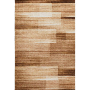 HomeRoots 9' X 12' Stylish Rust and Ivory Striped Washable Area Rug with UV Protection for High-Traffic Spaces 717259