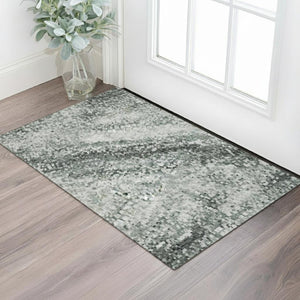 HomeRoots 5' X 8' Stylish Teal and Ivory Striped Area Rug - Washable, UV-Resistant, Durable for High Traffic Use 717262
