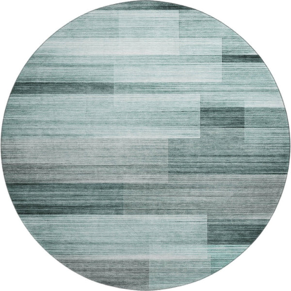 HomeRoots 8' X 10' Striped Teal and Ivory Area Rug - Washable, UV Protected, Stain Resistant for Busy Homes! 717264