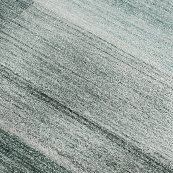 HomeRoots 9' X 12' Stylish Teal & Ivory Striped Washable Area Rug with UV Protection for Everyday Use 717265