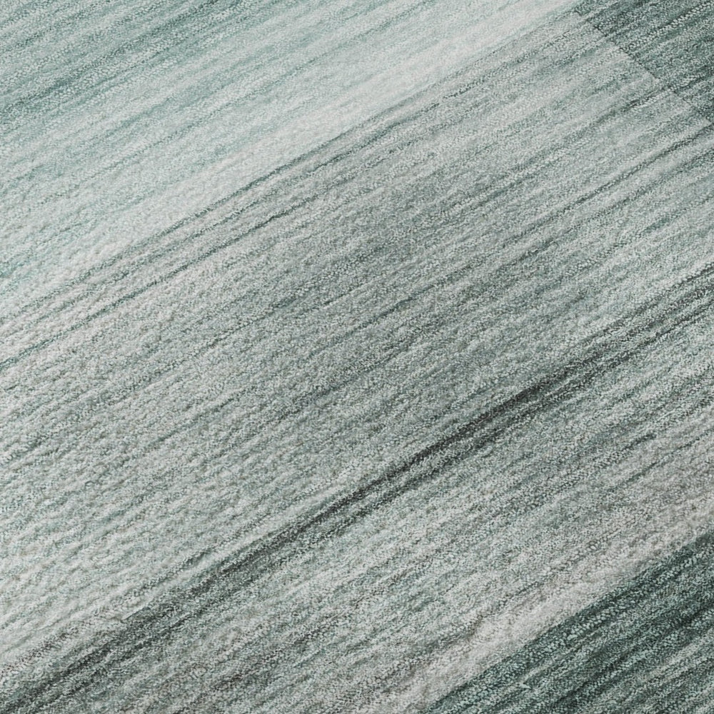 HomeRoots 9' X 12' Stylish Teal & Ivory Striped Washable Area Rug with UV Protection for Everyday Use 717265