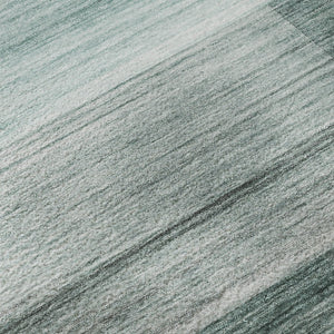 HomeRoots 9' X 12' Stylish Teal & Ivory Striped Washable Area Rug with UV Protection for Everyday Use 717265