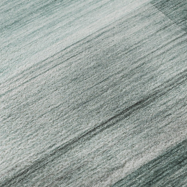 HomeRoots 9' X 12' Stylish Teal & Ivory Striped Washable Area Rug with UV Protection for Everyday Use 717265