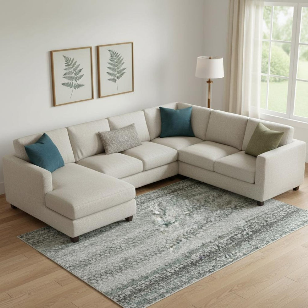 HomeRoots 10' X 14' Teal and Ivory Striped Area Rug – Durable, Washable, UV Protected for Indoor & Outdoor Use 717266