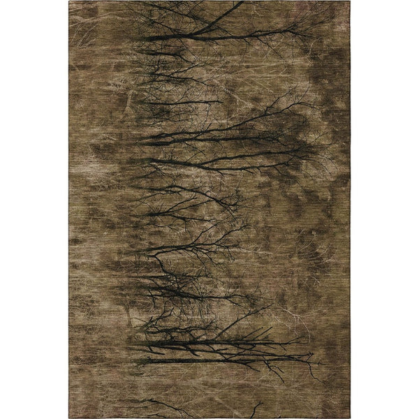 HomeRoots 5' X 8' Brown & Charcoal Floral Area Rug – Washable, UV-Protected, Perfect for High-Traffic Homes! 717268