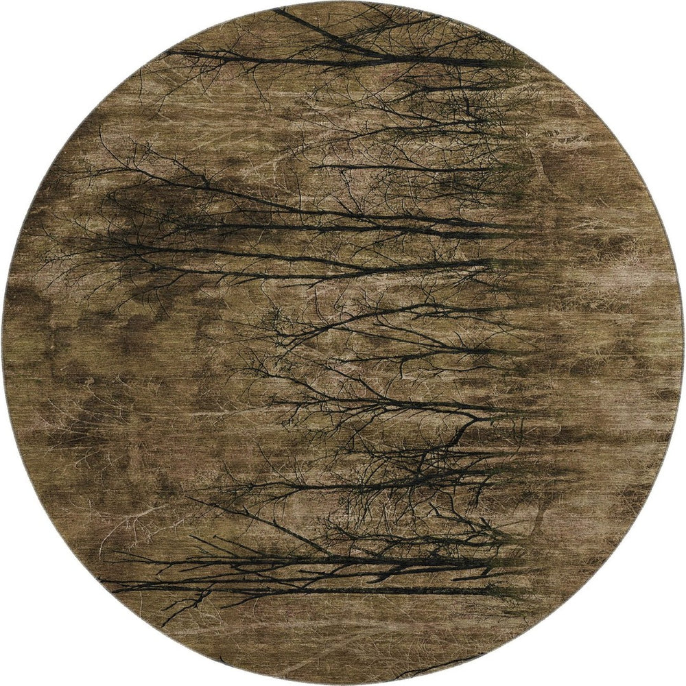 HomeRoots 8' X 10' Brown And Charcoal Floral Area Rug - Durable, Washable, UV Protected, Pet-Friendly Comfort 717270