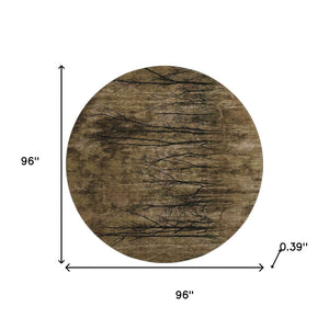 HomeRoots 8' X 10' Brown And Charcoal Floral Area Rug - Durable, Washable, UV Protected, Pet-Friendly Comfort 717270
