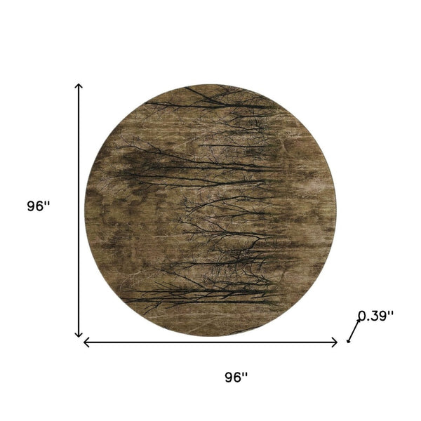 HomeRoots 8' X 10' Brown And Charcoal Floral Area Rug - Durable, Washable, UV Protected, Pet-Friendly Comfort 717270