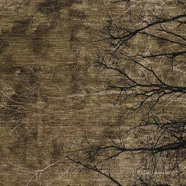 HomeRoots 9' X 12' Elegant Brown and Charcoal Floral Area Rug – Machine Washable, UV Protected, Stain Resistant 717271