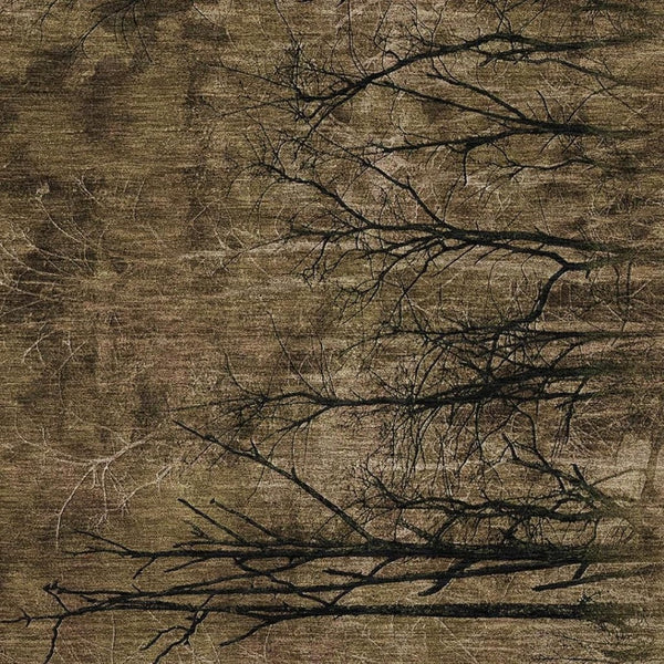 HomeRoots 9' X 12' Elegant Brown and Charcoal Floral Area Rug – Machine Washable, UV Protected, Stain Resistant 717271
