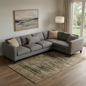 HomeRoots 9' X 12' Elegant Brown and Charcoal Floral Area Rug – Machine Washable, UV Protected, Stain Resistant 717271