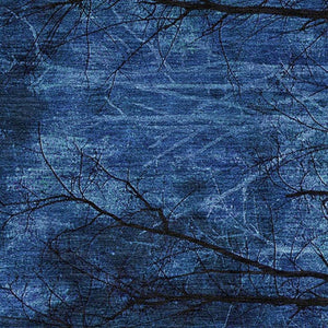 HomeRoots 5' Blue and Charcoal Floral Washable Area Rug - Durable, UV Resistant, Non-Slip for Indoor & Outdoor Use 717274