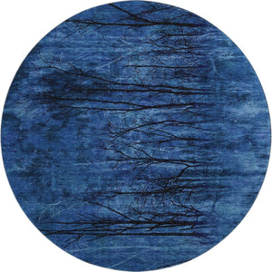 HomeRoots 8' X 10' Blue Charcoal Floral Area Rug - Washable, UV-Protected, Stain-Resistant for Busy Homes 717276