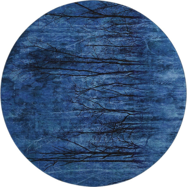 HomeRoots 8' X 10' Blue Charcoal Floral Area Rug - Washable, UV-Protected, Stain-Resistant for Busy Homes 717276