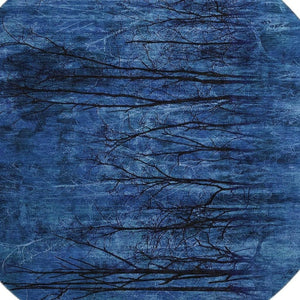 HomeRoots 8' X 10' Blue Charcoal Floral Area Rug - Washable, UV-Protected, Stain-Resistant for Busy Homes 717276