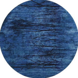 HomeRoots 8' X 10' Blue Charcoal Floral Area Rug - Washable, UV-Protected, Stain-Resistant for Busy Homes 717276