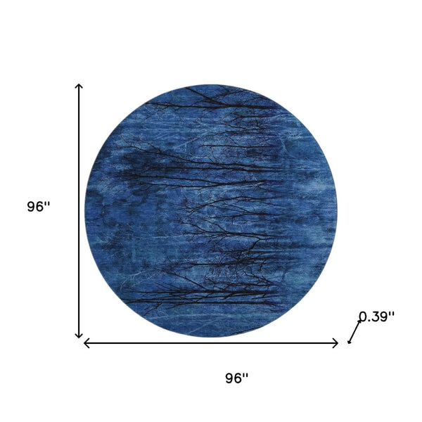 HomeRoots 8' X 10' Blue Charcoal Floral Area Rug - Washable, UV-Protected, Stain-Resistant for Busy Homes 717276