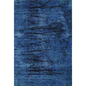HomeRoots 9' X 12' Floral Area Rug in Blue and Charcoal - Washable, UV Protected, Non-Slip for Family Spaces 717277